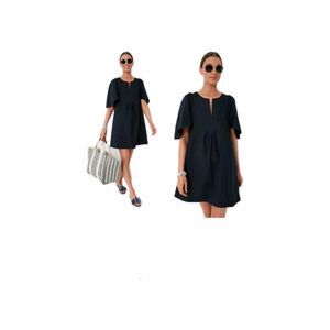 Pomander Place Black Finley Flutter Sleeve Relaxed Fit Mini Dress Size XL NWT